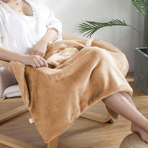 USB Heated Blanket 24x31 Inch for Sofa Chair Travel with Large Pocket