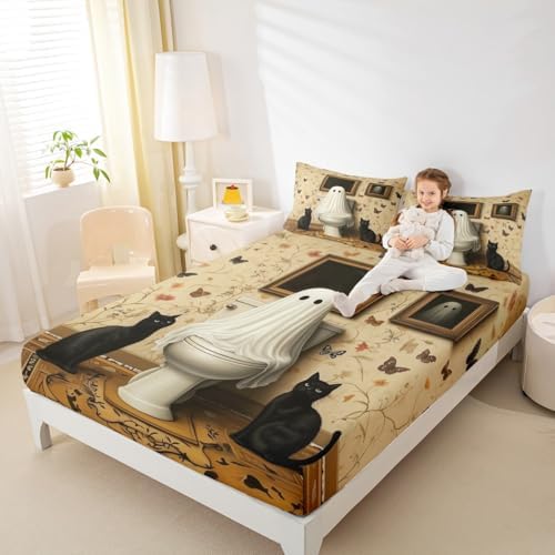 Castle Fairy Ghost Bedding Set Twin Size Microfiber Halloween Sheet Set
