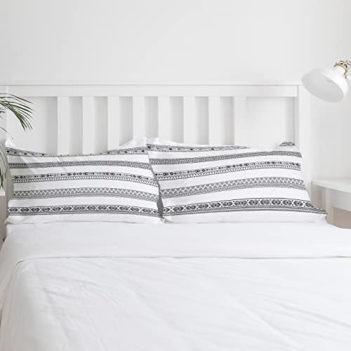 OComster California King Duvet Cover Set 3 Piece Black White Geometric