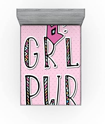 Ambesonne Girl Slogan Fitted Sheet - Multicolor