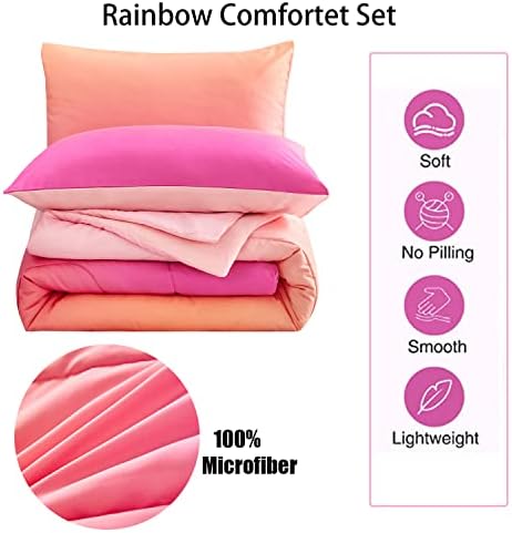 Yogeneg Rainbow Comforter Set for Kids Teens