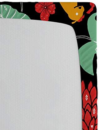 Ambesonne Microfiber Fitted Sheet - Tropical Monstera and Parrots Design