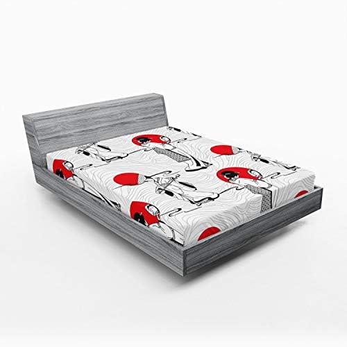 Ambesonne East Fitted Sheet Black Red California King