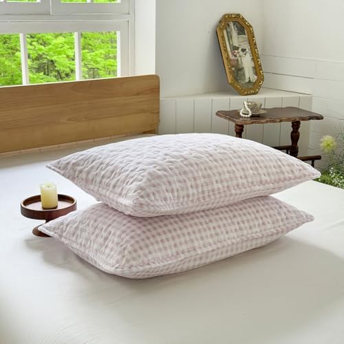 NSNLGSGC Pink Gingham Queen Quilt Set