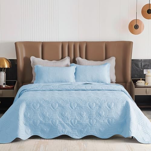 Auemtyn King Size Quilt Set with Heart Pattern