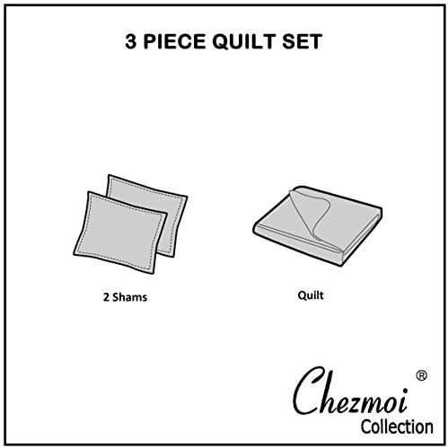 Chezmoi Collection Roswell 3-Piece Cotton Quilt Set King Size