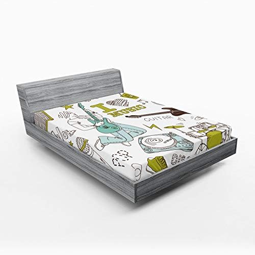 Ambesonne Popstar Party Fitted Sheet with Musician Girl Pattern