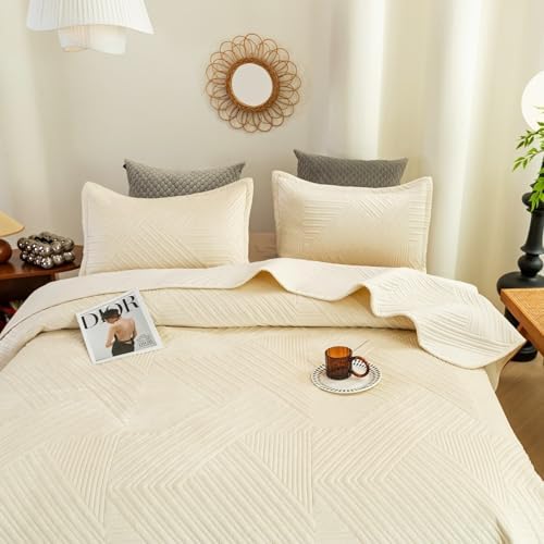 JiaPoem Quilt Set - Lightweight Microfiber Bedspread with Coin Pattern