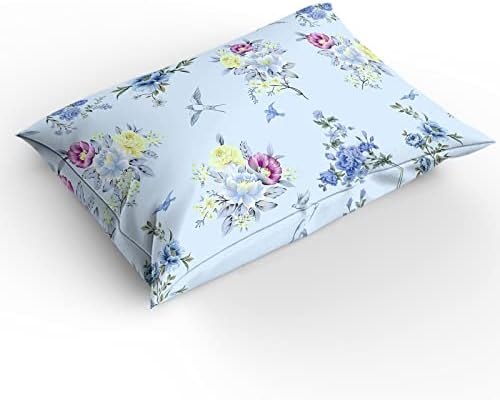 California King Duvet Cover Set with Flower and Bird Pattern
