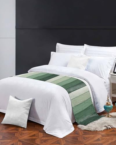 Stripe Bed Runner Scarf - Sage Green Striped Gradient