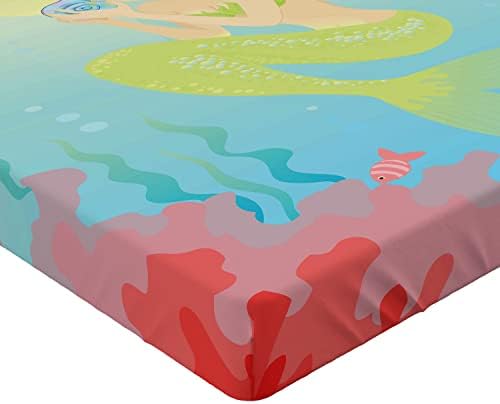 Ambesonne Mermaid Fitted Sheet Coral Blue