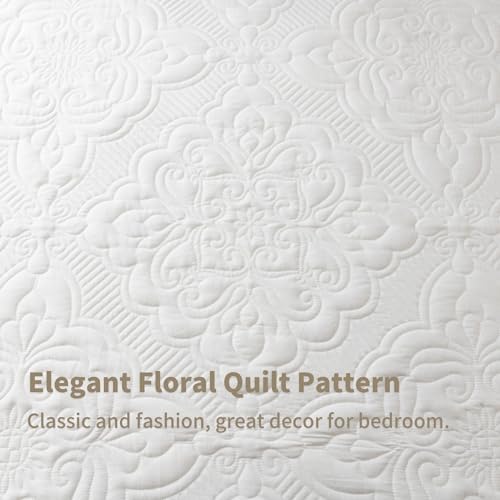 Meadow Park Ivory Embroidered Quilt Set King Size - 3 Pieces
