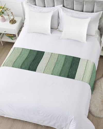 Stripe Bed Runner Scarf - Sage Green Striped Gradient