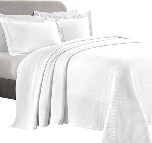 Superior Solitaire Cotton 2 Piece Bedspread Set Twin White