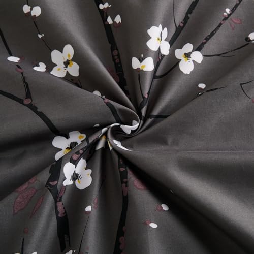 Plum Blossom Floral Grey Printed 600 Thread Count Cotton Blend Sheet Set