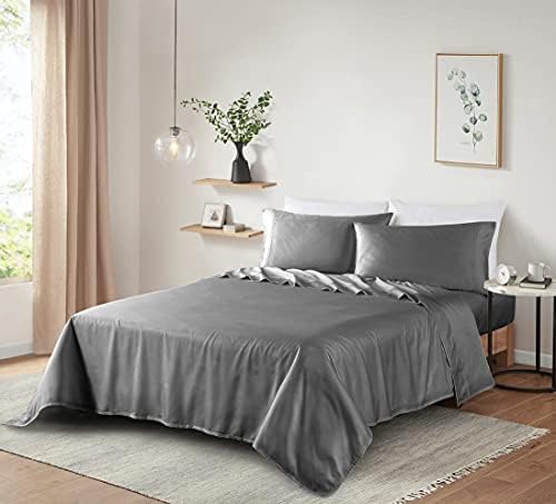 ELINEN 100 Supima Cotton Queen Sheet Set 4 pcs - Grey