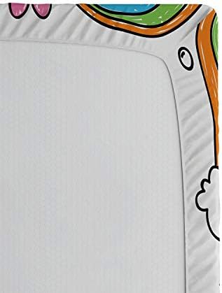 Ambesonne Cartoon Fitted Sheet Multicolor California King