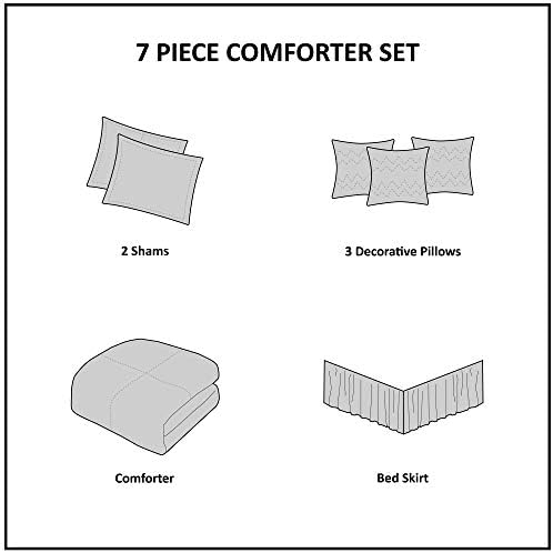 Madison Park Cal King Comforter Set - 7 Piece Down Alternative Luxury Bedding