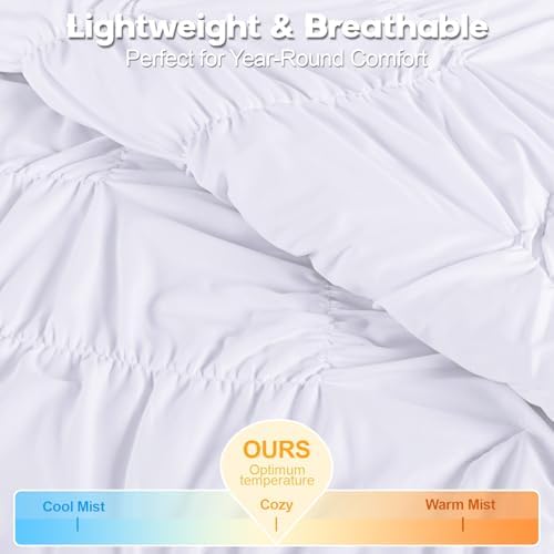 Uspring White King Quilt Comforter Set 3 Piece