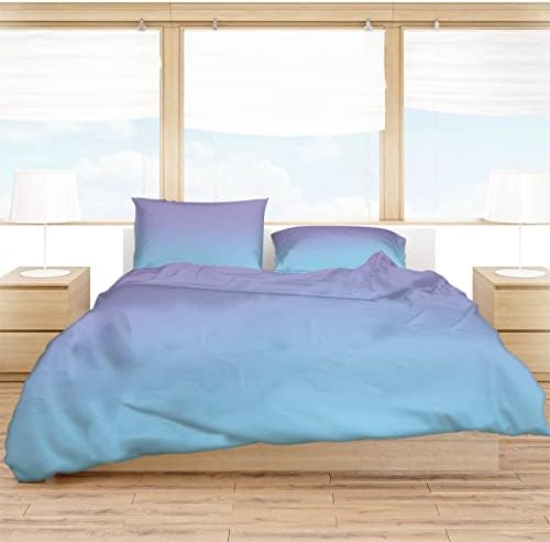 Purple Blue Ombre Duvet Cover Set Queen Size 4 Piece