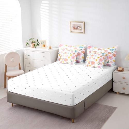 Feelyou Cute Flower Comforter Set Kids 7 Piece Bed in a Bag