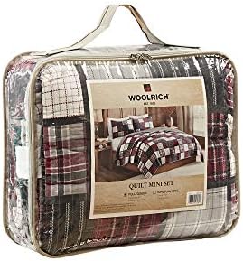 Woolrich Reversible Quilt Set - 3 Piece Tulsa Plaid RedGrey