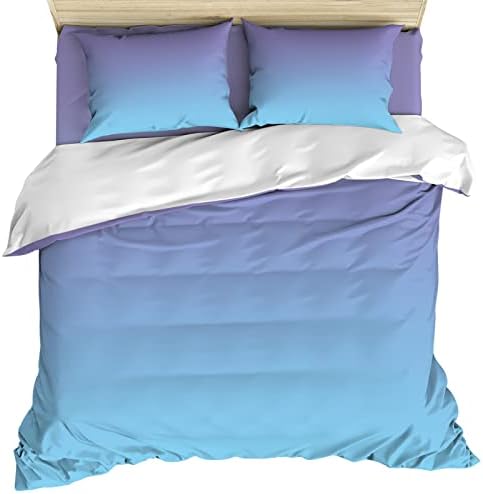 Purple Blue Ombre Duvet Cover Set Queen Size 4 Piece
