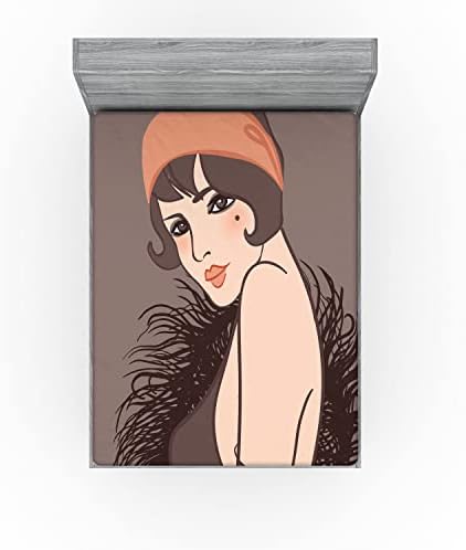 Ambesonne Pin Up Girl Fitted Sheet - Dark Taupe 1