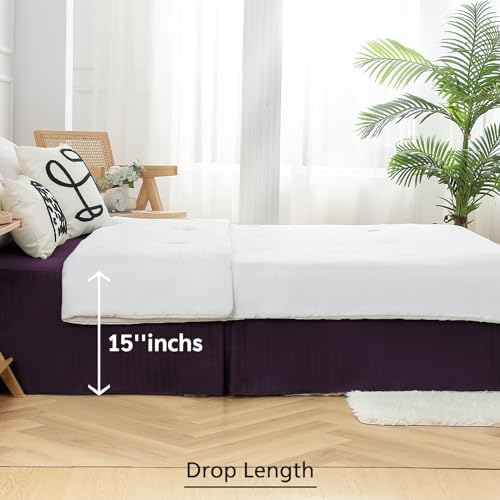 HENGWEITEXT Queen Bed Skirt Split Corners Pleated
