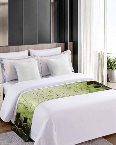 Marble Green King Size Bed Runner Scarf