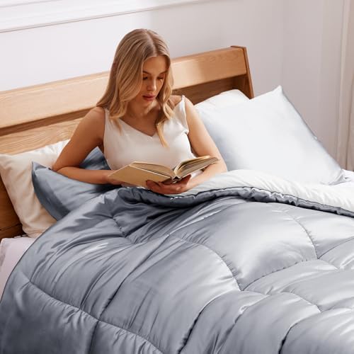 Whale Flotilla 3-Piece Reversible Silky Queen Comforter Set Grey