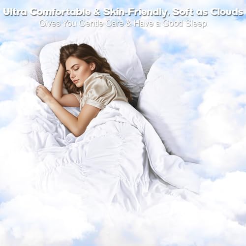 Uspring White King Quilt Comforter Set 3 Piece