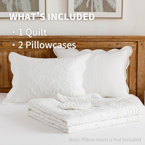 Meadow Park Ivory Embroidered Quilt Set King Size - 3 Pieces