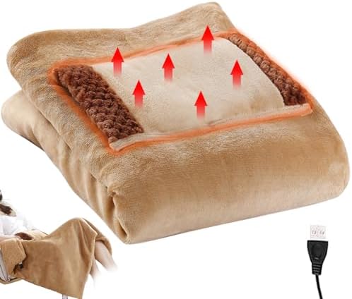 USB Heated Blanket 24x31 Inch for Sofa Chair Travel with Large Pocket