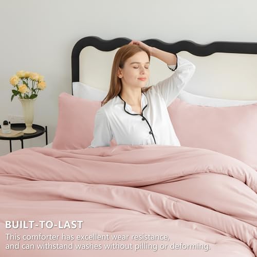 CozyLux Blush Pink Comforter Set for Girls 3 Pieces 1