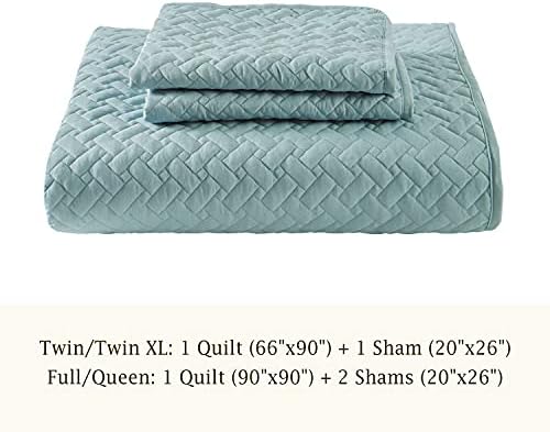 EMME Twin Quilt Set - Aqua Blue 66x90 Reversible Bedspread