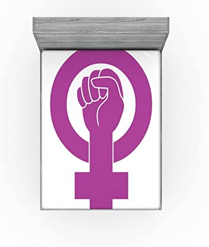 Ambesonne Girl Power Fitted Sheet California King Purple White