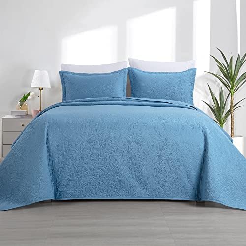 HOMBYS Alaska King 132x120 Bedspread Set Blue