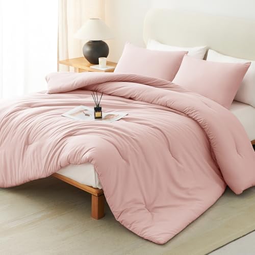 CozyLux Blush Pink Comforter Set for Girls 3 Pieces 1