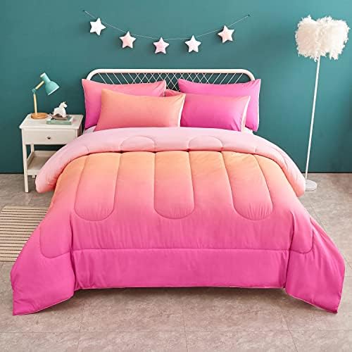 Yogeneg Rainbow Comforter Set for Kids Teens