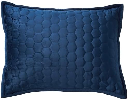 Tribeca Living Velvet Queen Quilt Set Navy Blue