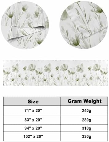 Chucoco Sage Green Flower Bed Runner Scarf