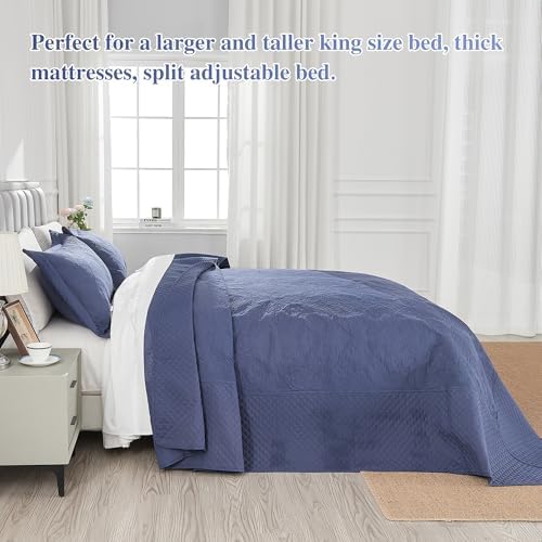 ENJOHOS Navy Blue Extra Wide Cal King Quilt Set