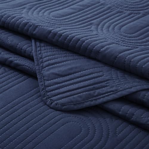 Lavsiry Queen Quilt with Pillow Shams - Navy 90x96