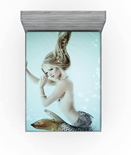 Ambesonne Mermaid Sheet Set - California King Seafoam Beige