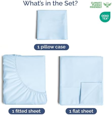 400 Thread Count Cotton Sheet Set Twin XL 100 Cotton Light Blue