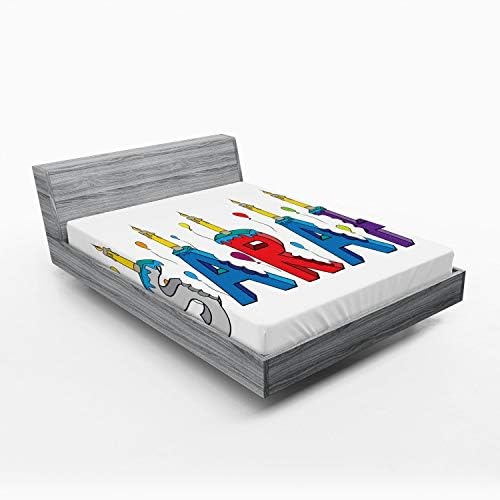 Ambesonne Sarah Fitted Sheet Multicolor