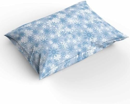 OComster California King Duvet Cover Set with Blue Snowflake Design