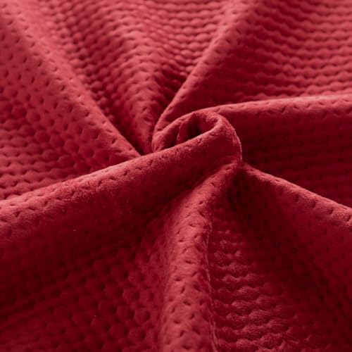 KASENTEX Ultra Soft Velvet Quilt Set King Size Red