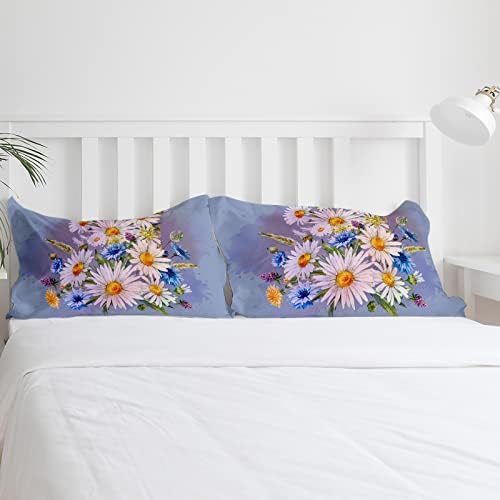 OComster California King Duvet Cover Set with Daisy Flowers